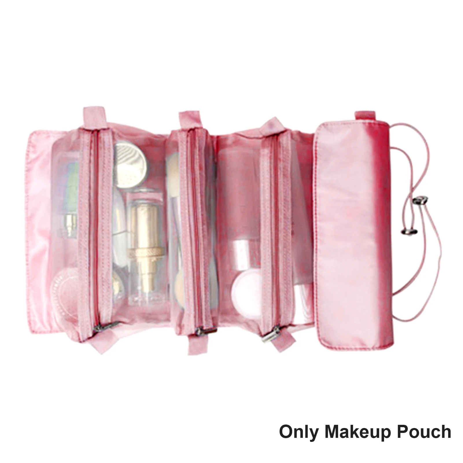

Makeup Bag Mesh Classification Hanging Storage Separable 4 In 1 Pouch Folding Cosmetic Brush Travel Organizer Nylon Roll Up