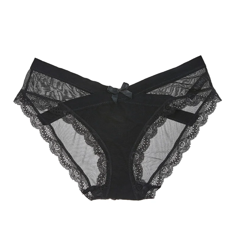 

Sexy Panties Women Lace Low-waist Solid Sexy Briefs Female Transparen Underwear Ladies Cross Strap Lingerie G String Panties