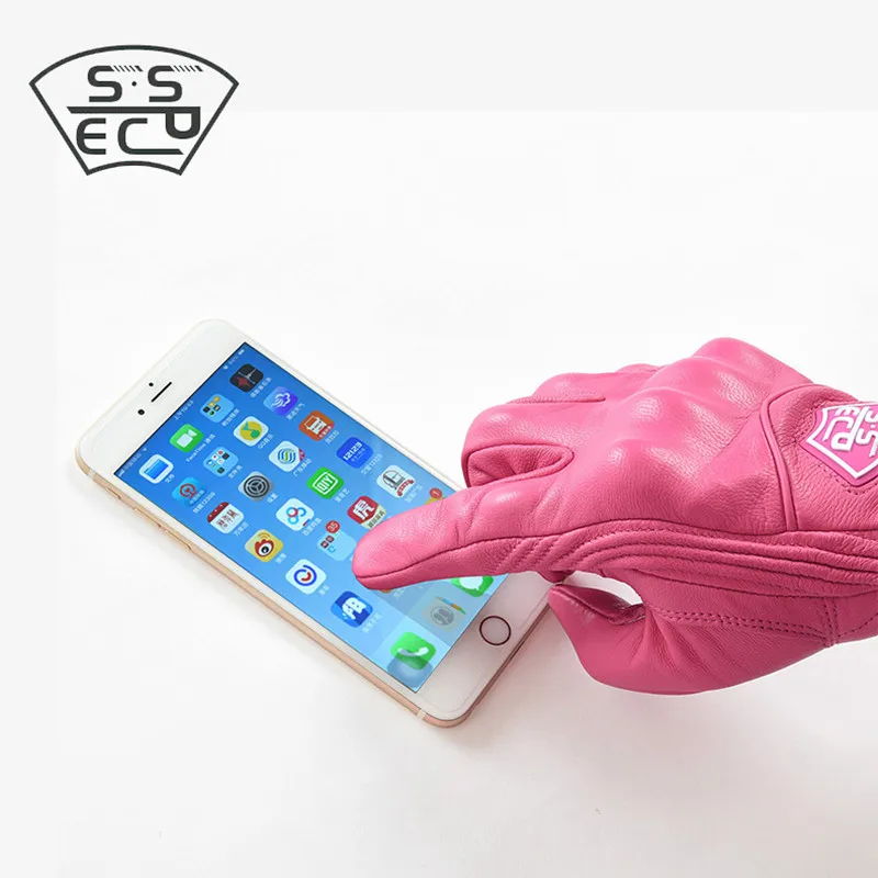 

SSPEC New arrive Men&Women Motorcycle Gloves Classic Retro Real Leather Durable Motocross Gloves Moto Touch Screen Racing gloves
