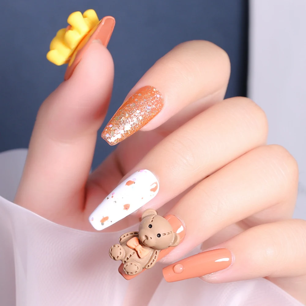 10 шт. Милые Носки с рисунком медведя из мультика 3D нейл-арта украшения Прекрасный