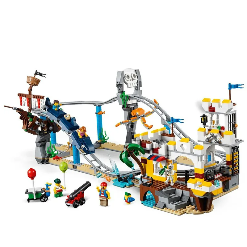 Создатели город пиратские здания горки 3в1 строительные блоки кирпичные детские