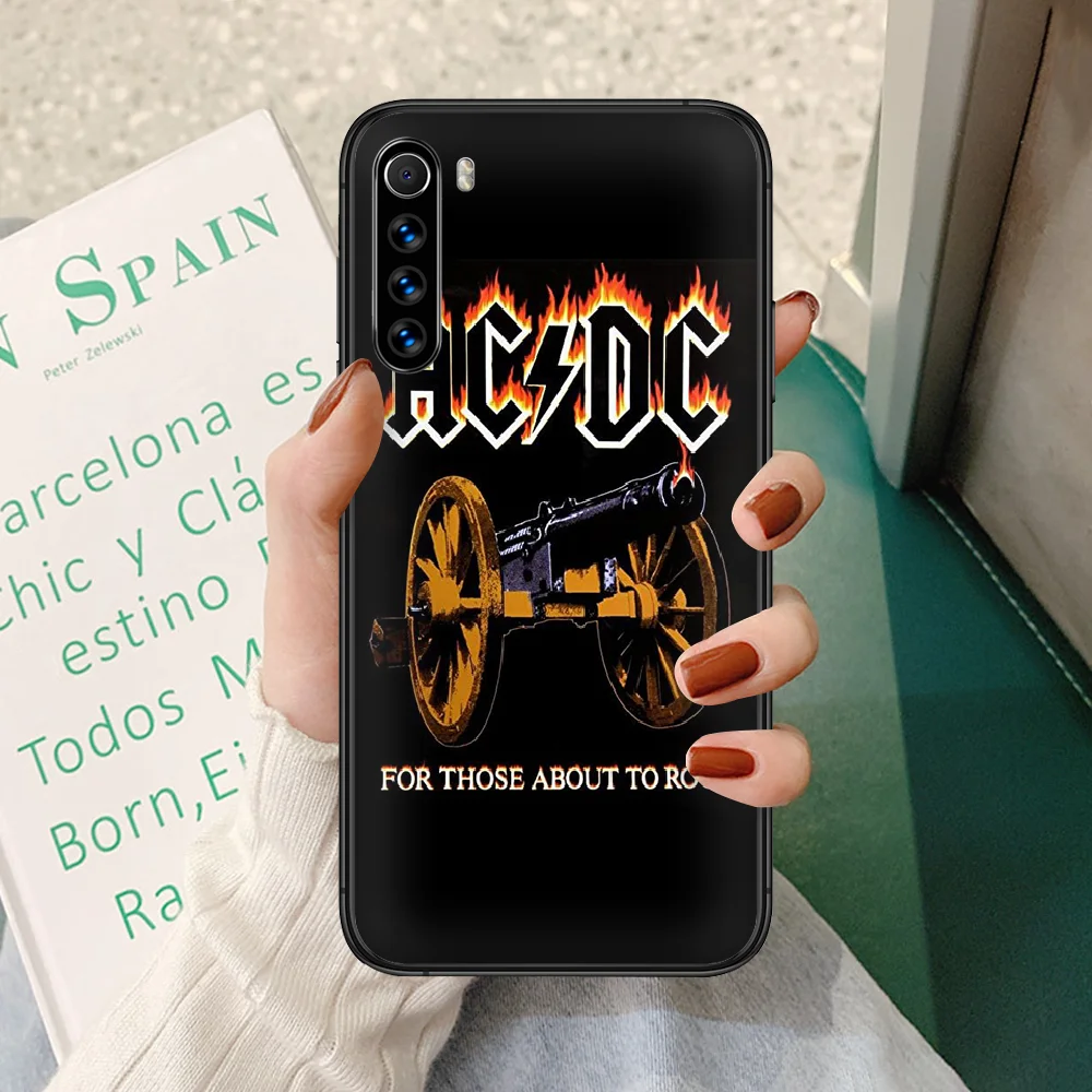 

AC DC band Phone case For Xiaomi Redmi Note 4A 4X 5 6 6A 7 7A 8 8A 4 5 5A 8T Plus Pro black waterproof tpu Etui painting coque