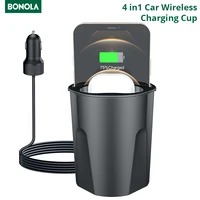 Bonola Car Wireless Charger Cup for iPhone 12 XS 8 11 Airpods 2 Pro Wireless Car Chargers Cup for Samsung S21 S20 Note Plus
