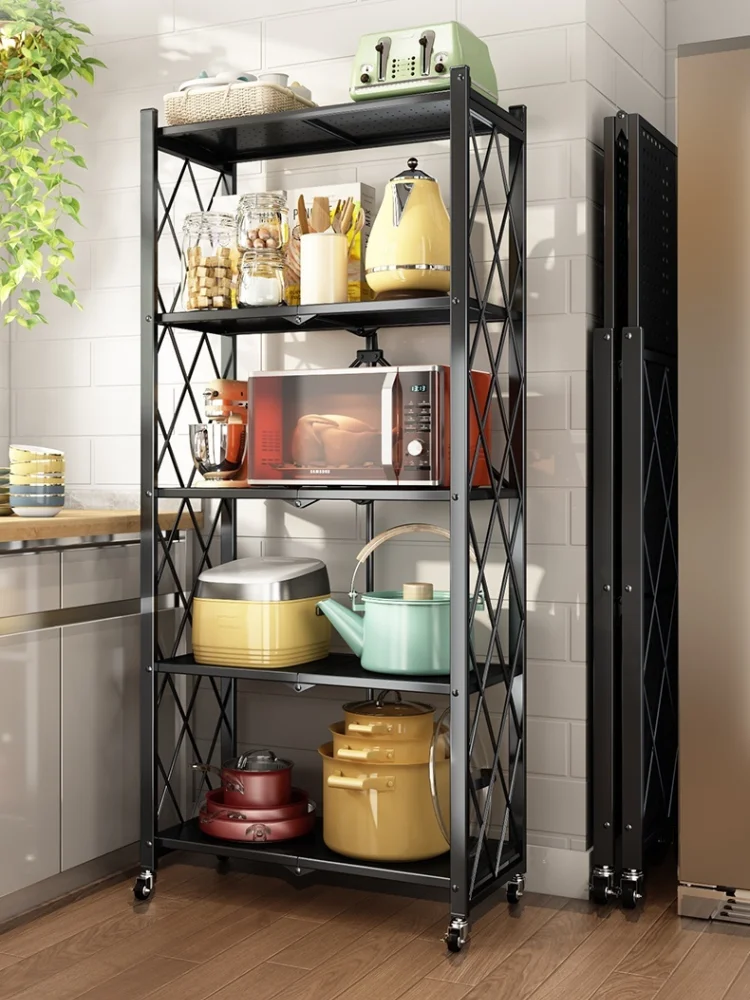 

Installation-Free Folding Kitchen Supplies Shelf Floor-Type Multi-Layer Oven Pot Rack Storage Rack