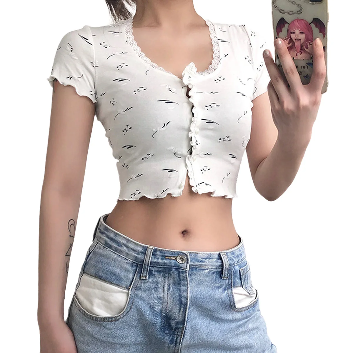 Новое поступление женский летний топ с коротким рукавом корейская мода