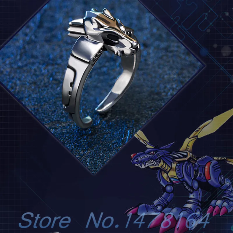 Аниме Приключения Дигимонов три WarGreymon MetalGarurumon Omegamon 925 пробы Серебряное кольцо