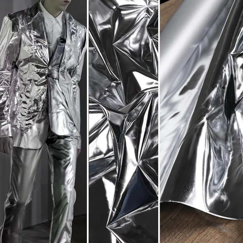 

50 см * 135 см/шт., зеркальная Серебристая композитная пленка из ТПУ, креативный плащ из ПВХ, дождевик, дизайнерская ткань для одежды
