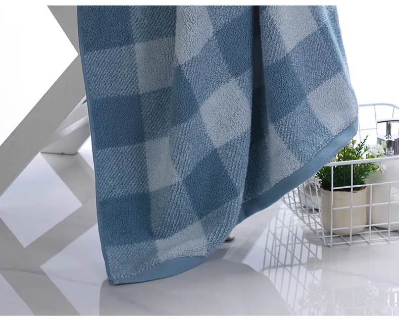 

2 Pieces 100% Cotton Soft Thicken Face Towel Hand Towel Yarn Dyed Checks Cotton Towel For Adult