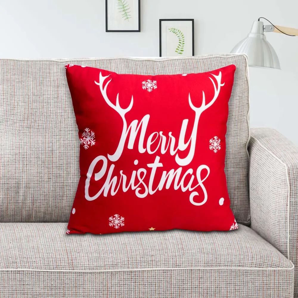 Наволочка из хлопка и льна 45x45 см Рождественский Декор для дома новогодний декор