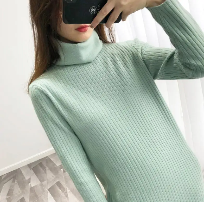 

Women Winter Pullovers Dress Dresses Sleeve Turtleneck Warm Long Knitting Wool Sweater Tricot Pull Femme vestidos mujer