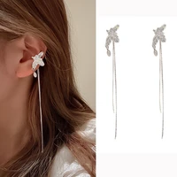 2pcs fashion pearl lava tin foil tassel ear bone clip women long cuff earrings party jewelry valentines day new year gift