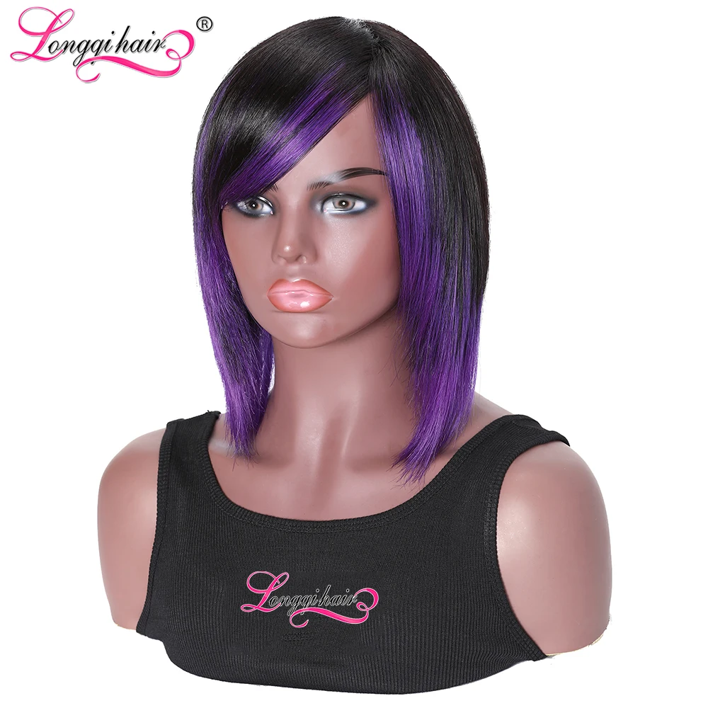 Модный многослойный парик с Бобом Короткий прямой 100% из человеческих волос