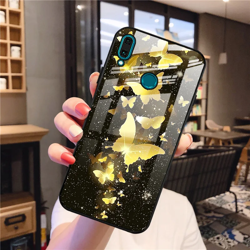 

Tempered Glass Case For Huawei Y9 2019 Case Hard Phone Cover For Huawei Y9 Prime 2019 Protective Funda Y 9 Prime 2019 Back Coque