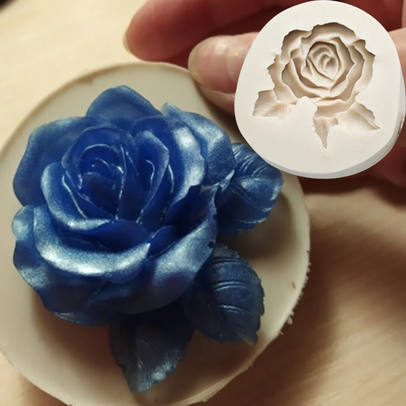 Формочки для мыла F1008 в виде Большой розы и свеча, форма для мыла, силиконовая форма для выпечки из смолы, домашнее украшение, 3D глина «сделай сам» для изготовления воска