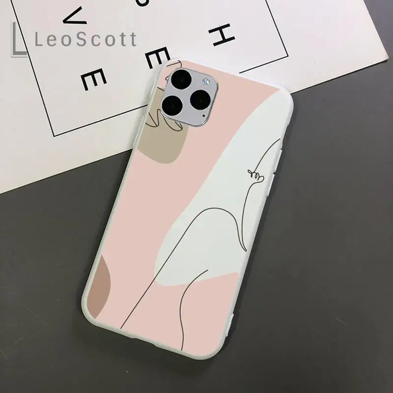 

Abstract line art sexy Phone Case Candy Color for iPhone 11 12 mini pro XS MAX 8 7 6 6S Plus X 5S SE 2020 XR