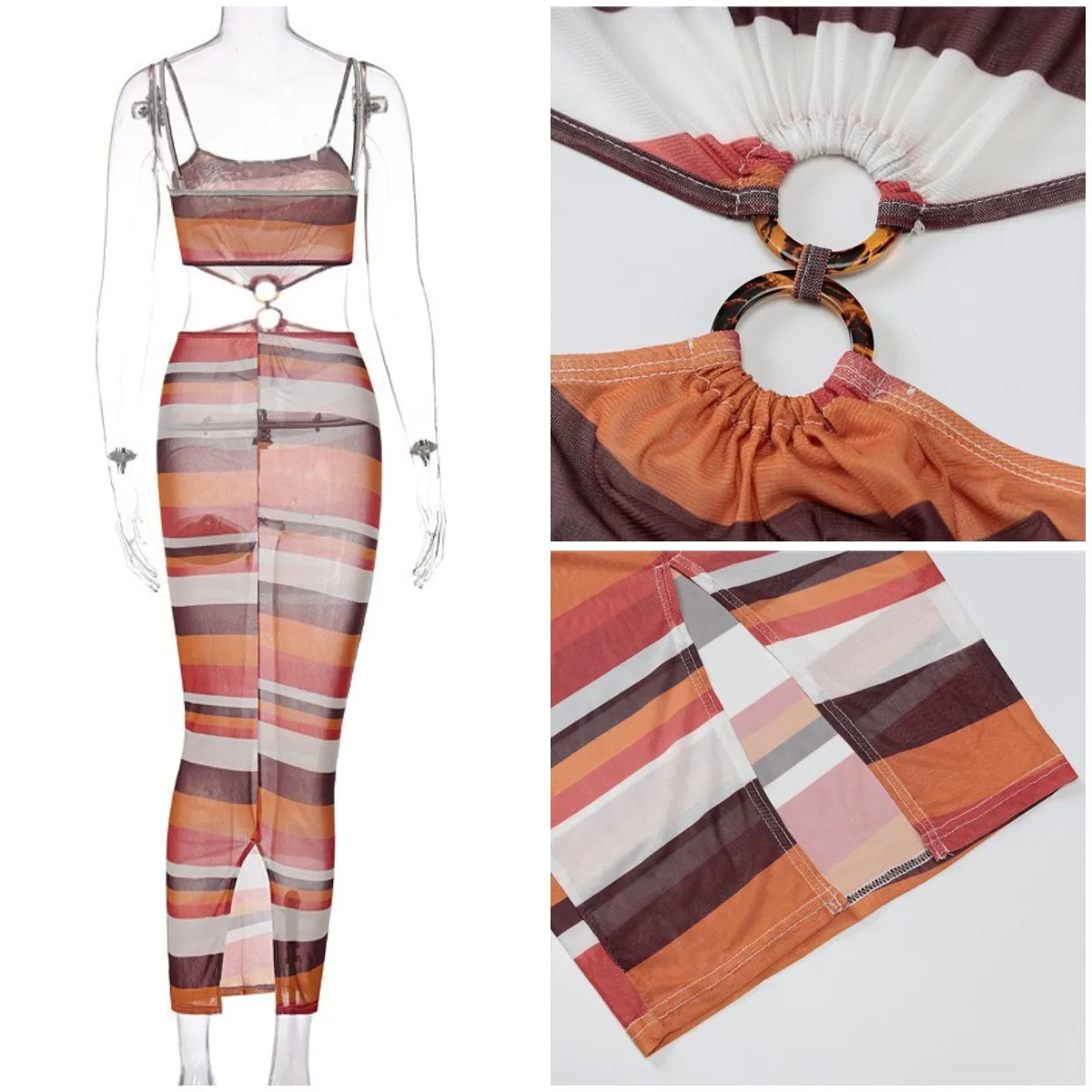 

TiulZial Hollow Out Mesh Midi Beach Dress Sleeveless Transparent Summer Sexy Dress Party Club Bodycon Dresses Women