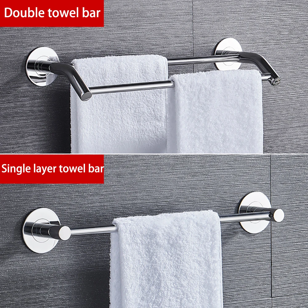 hand towel hanger bars 30 60cm 304 stainless steel punch free wall shower holder bath clothes hanging shelf bathroom accessories free global shipping