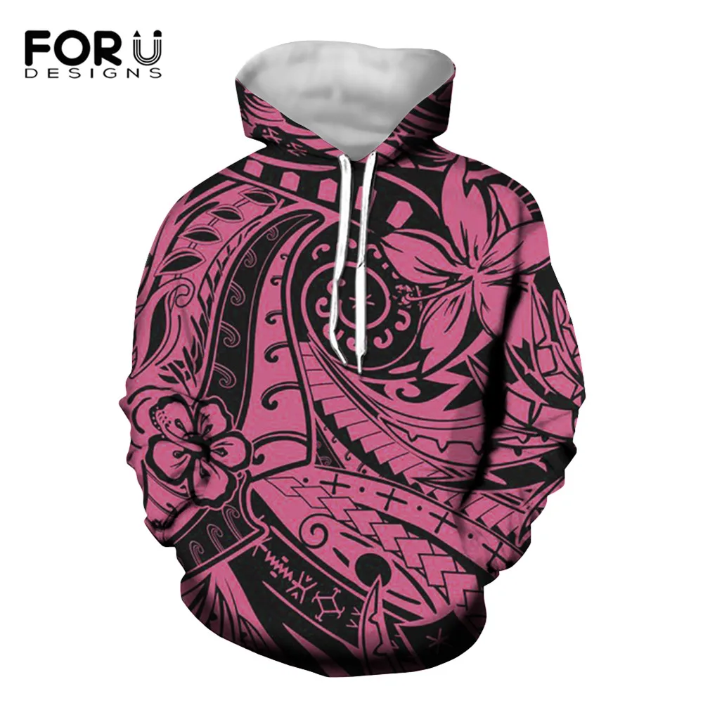

FORUDESIGNS Hawaiian Polynesian Teal Tropical Print Women's Casual Hoodies Oversize Long Sleeve Pullovers Sweatshirt for Ladies