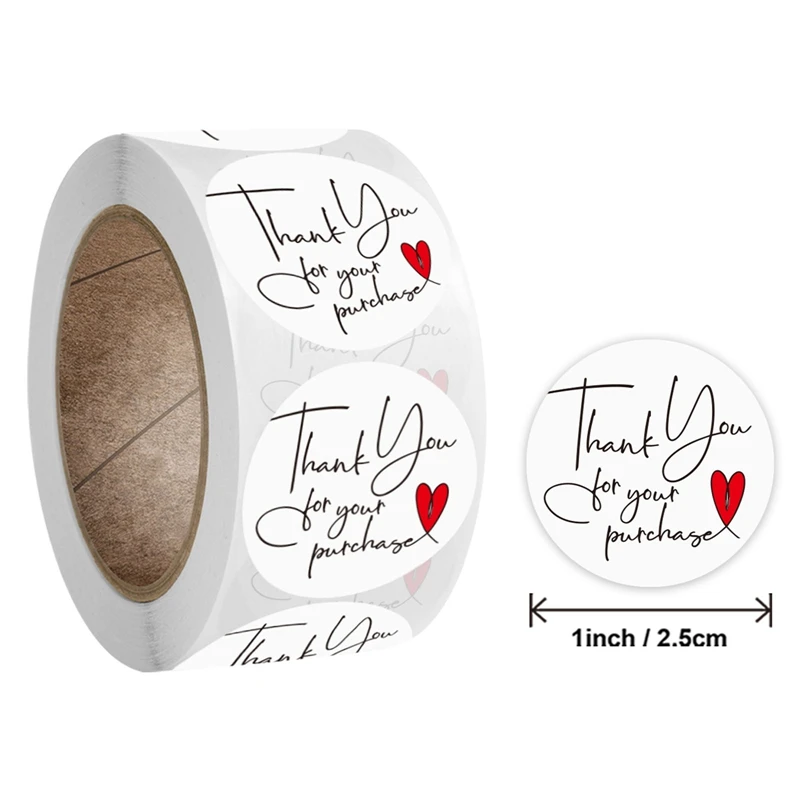 

500pcs/roll Thank You For Your Order Seal Labels Stickers Handmade Sticker for Envelope Gift Package Round Stationery Sticker