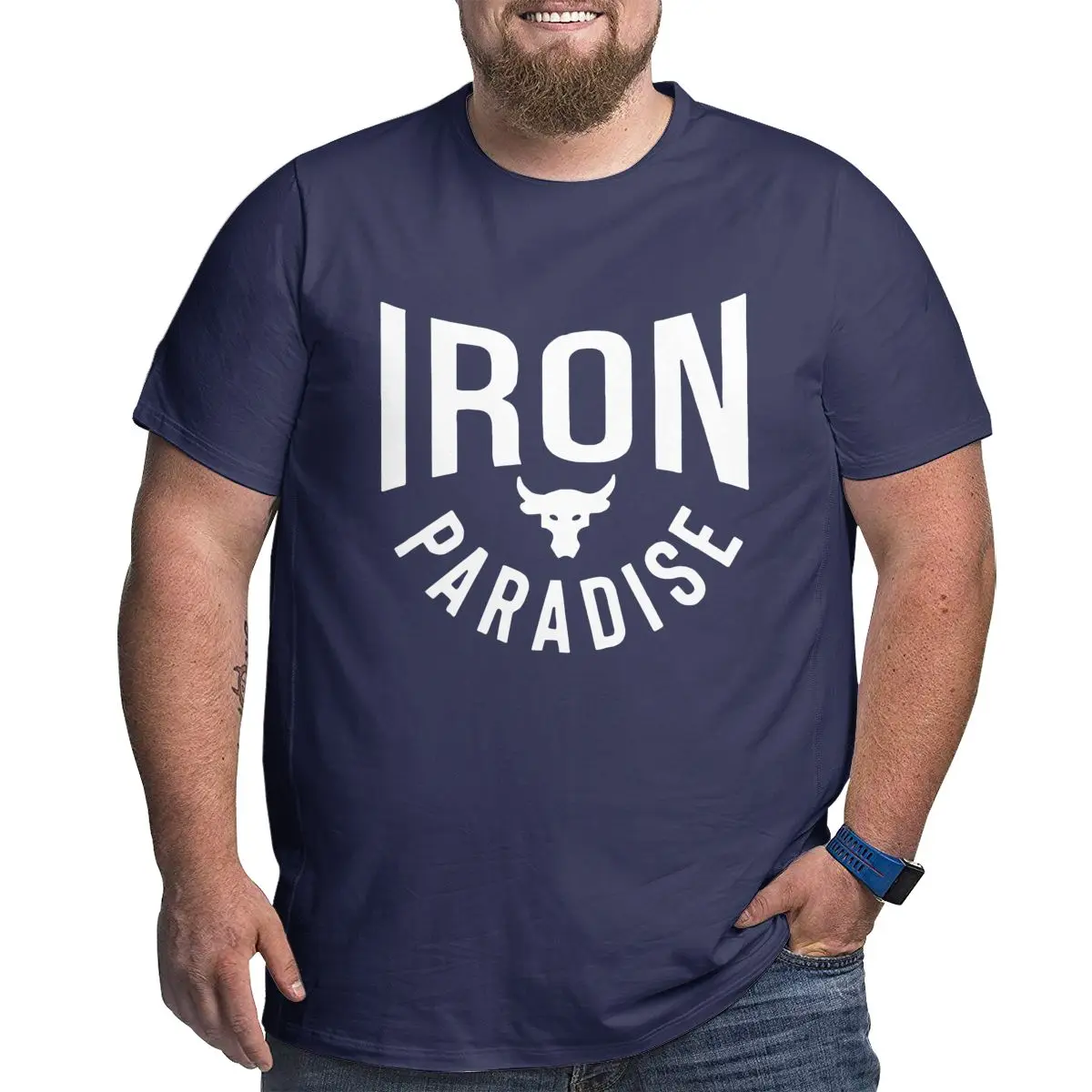 

Iron Paradise Brahma Bull Project - Rock 6xl Plus Size T-shirt for Men Big Tall Man Workout Shirts Large Clothing Father Gifts