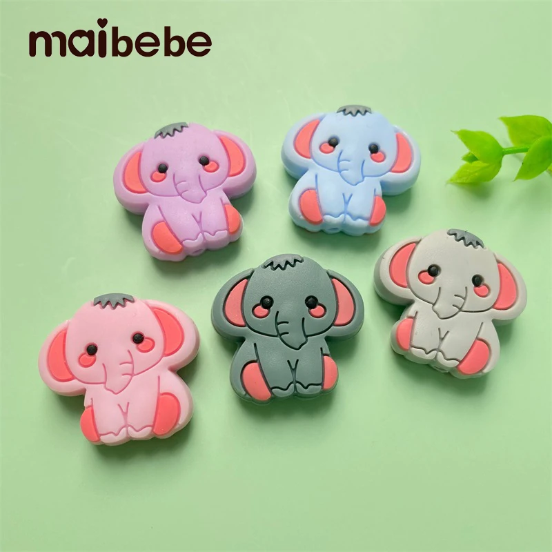 10pcs Silicone Teether Beads BPA Free Mini Elephant Animal DIY Baby Teething Pacifier Chain Toys Gift goods |