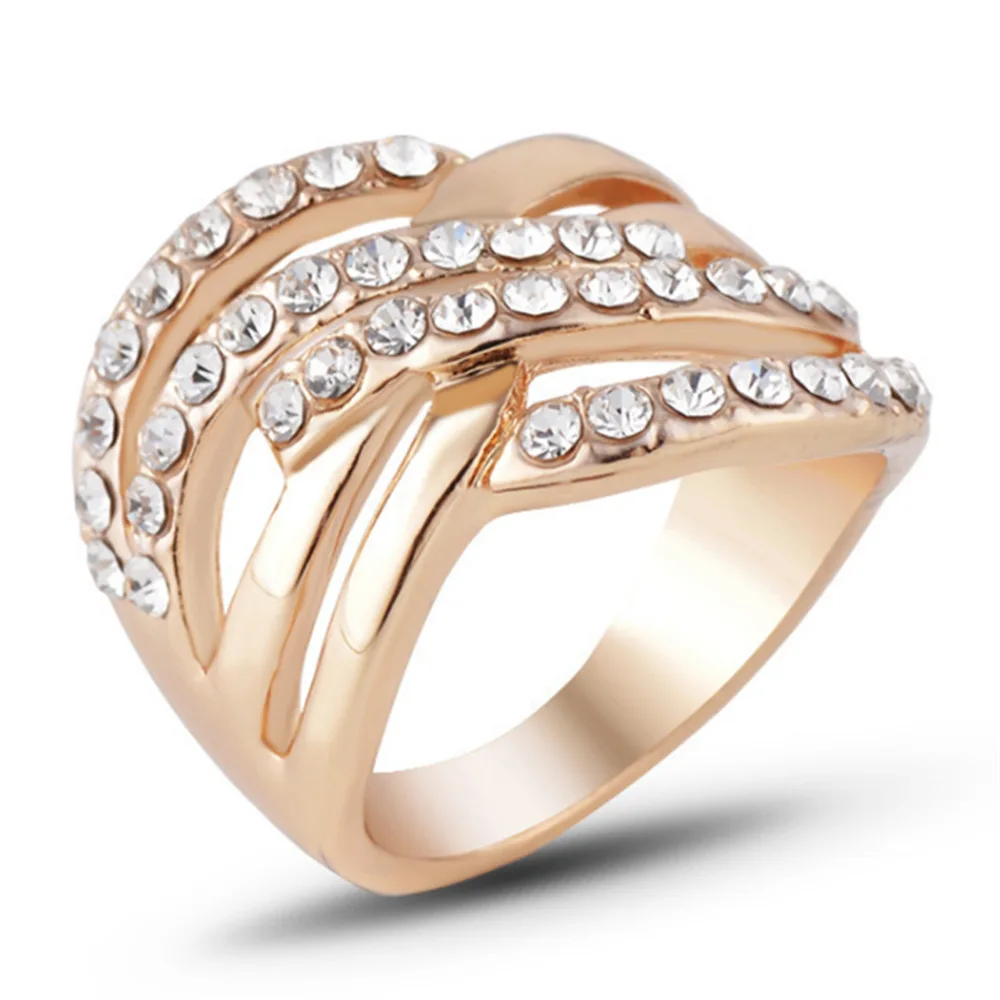 

Hyperbole Luxury Involute Rhinestone Rings For Women Party Cocktail Ring Womens Jewellery