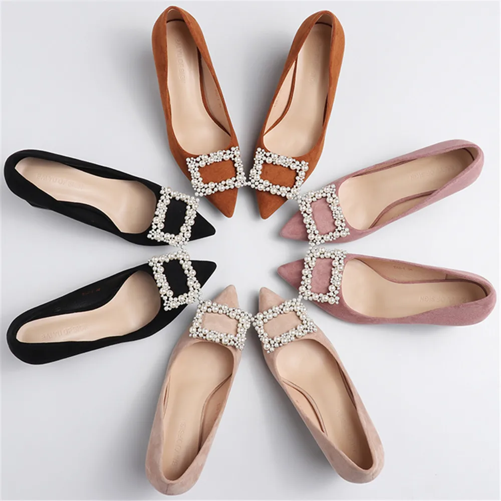 Новинка 2020 года Женская обувь Туфли-лодочки из флока на высоком квадратном