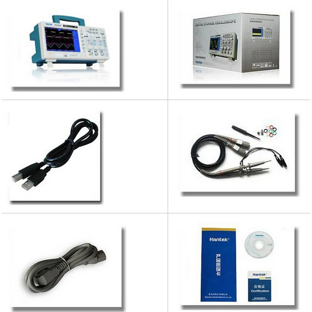 Hantek Осциллограф цифровой DSO5202P USB Ручной большой дисплей Двойные каналы 200 МГц 1GSa/s