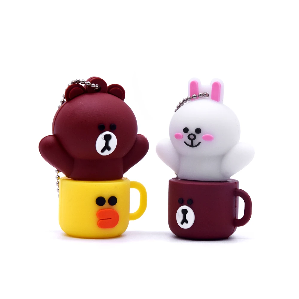 Мини микро USB 2 0 128MB 32GB 64GB мультфильм кролик и медведь фото палка флэш-накопитель