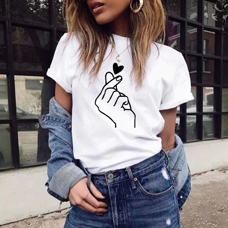 

Women's t-shirt Harajuku love t shirt women feminina ladies Than heart ulzzang graphic t shirts women 2021 summer femme clothes