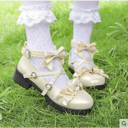 

Sweet lolita shoes lace bowknot princess kawaii shoes round head thick heel women shoes kawaii girl lolita cosplay loli