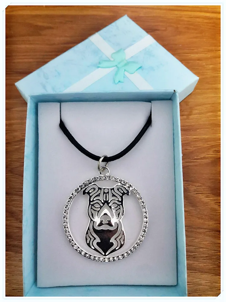 Цепочка женская из нержавеющей стали с кристаллом питбуля ожерелье для ключей