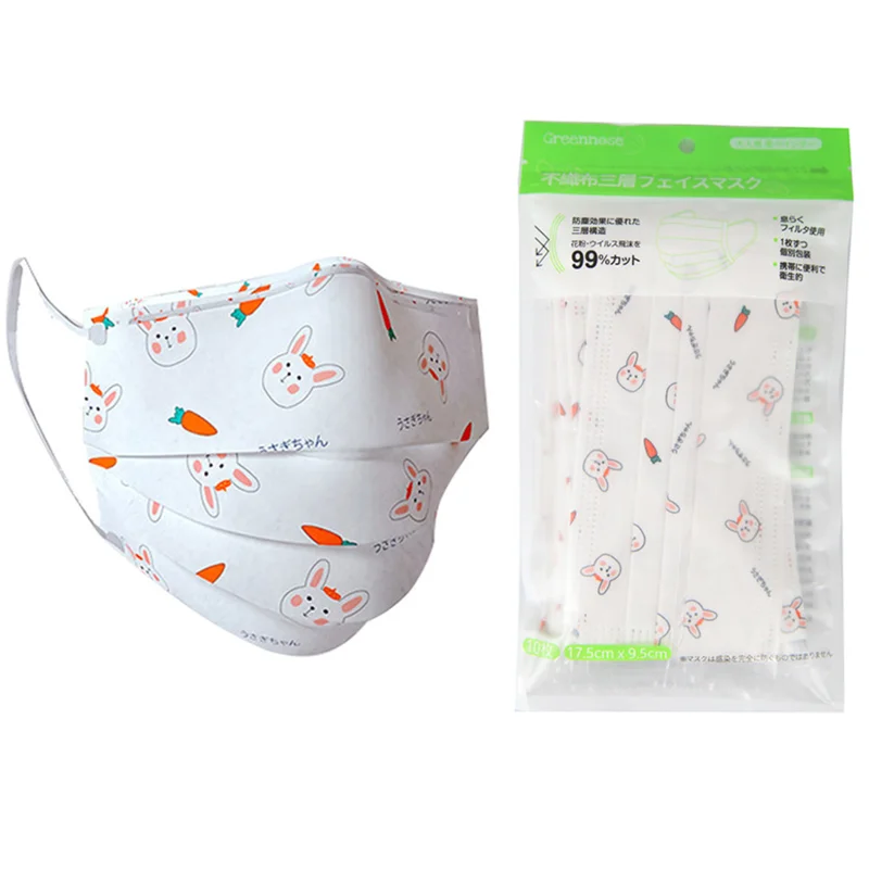 

10/50Pcs Disposable Child Mask 3D Cartoon Print 3 Layers Filter Anti Dust Ear Loop Face Mouth Mask Kids Protective Mascarillas