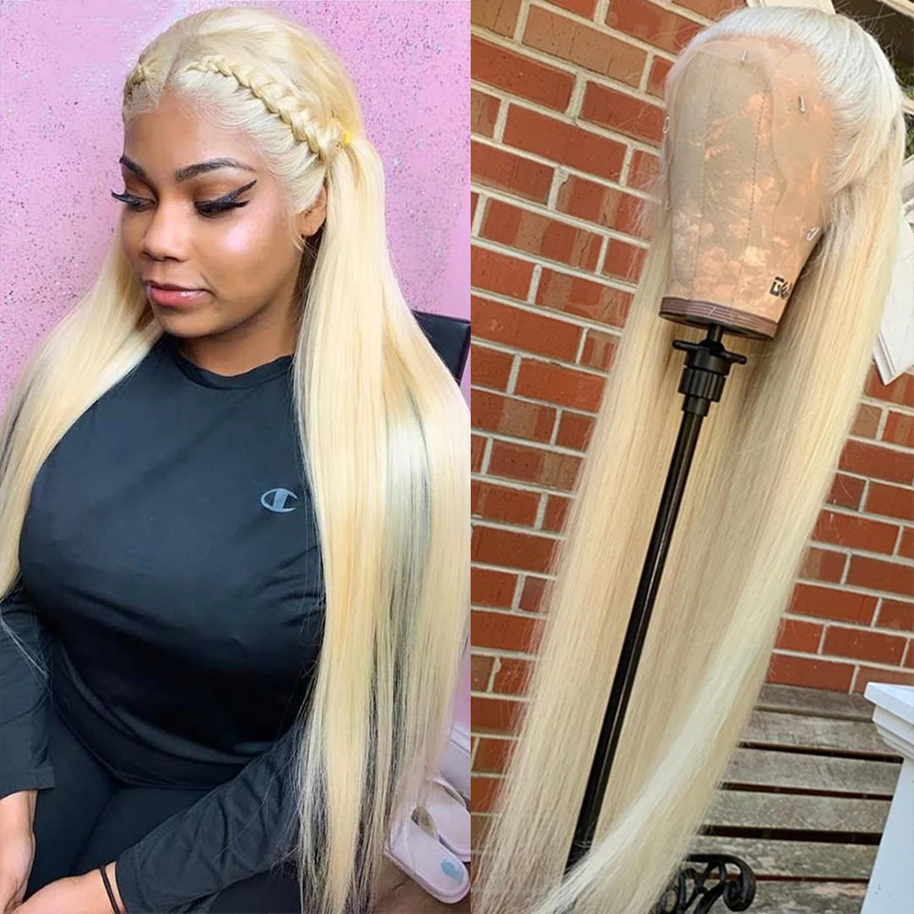 

30 Inch Blonde Bone Straight Lace Front Human Hair Wigs For Women Pre Plucked Brazilian 13x1 T Part 613 Hd Lace Frontal Wig