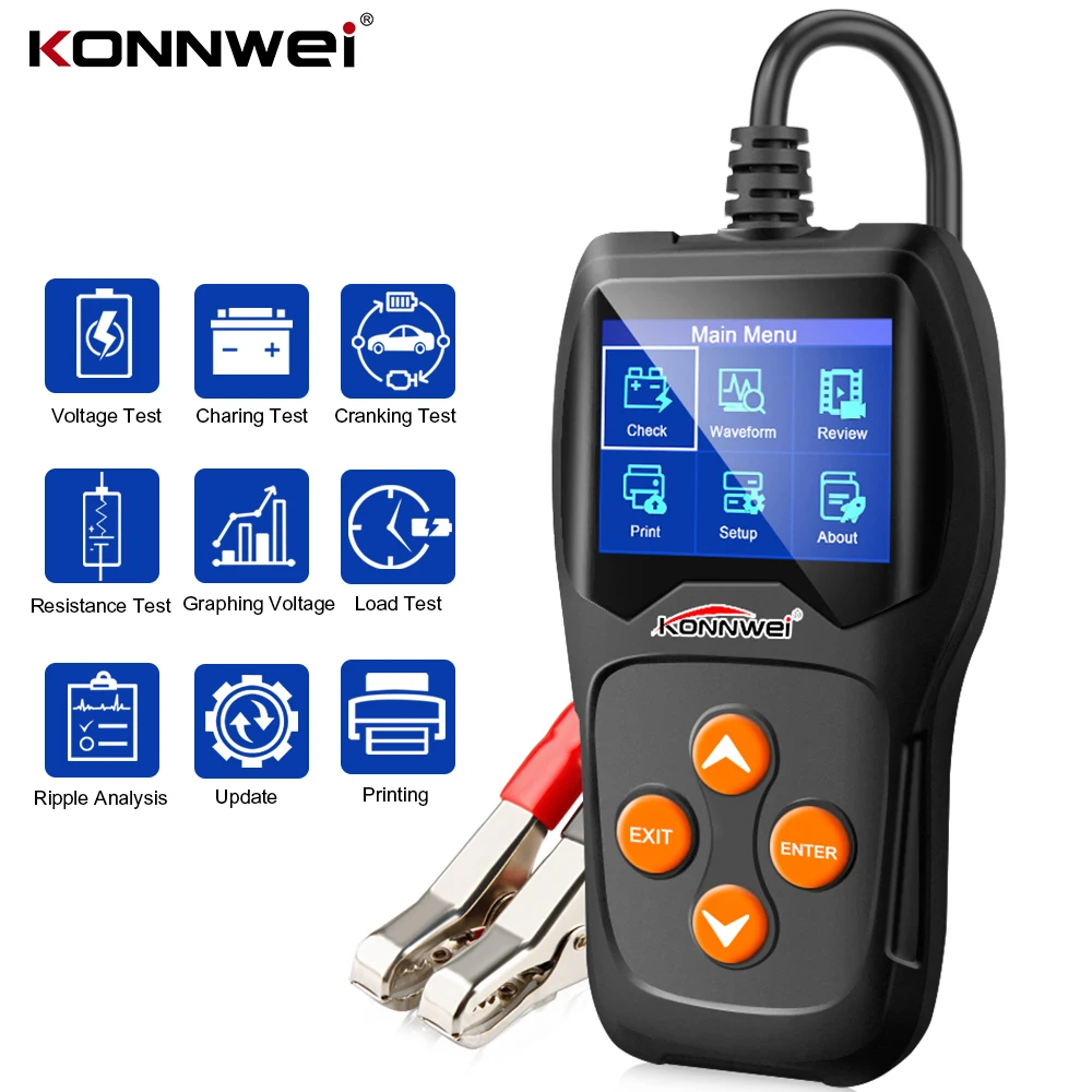 

KONNWEI KW600 Car Battery Tester 12V Automotive100-2000 CCA 220AH Battery Load Analyzer AlternatorTester for Car/Boat/Motorcycle