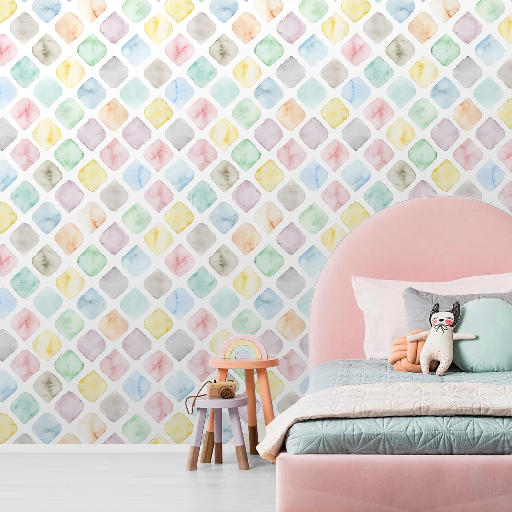 Настенная бумага с геометрическим рисунком съемная