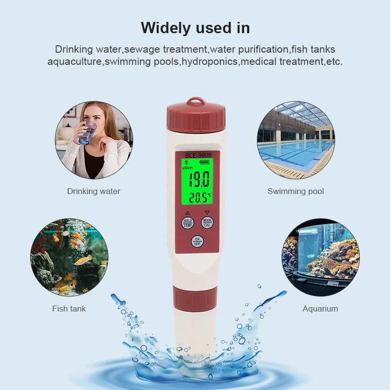 Измеритель Качества Воды совместимый с зубами 4 в 1 PH/TDS/EC/TEMP | Инструменты