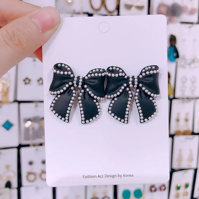 Корейские женские серьги Wweet с бантиком темпераментные жемчугом простые дикие