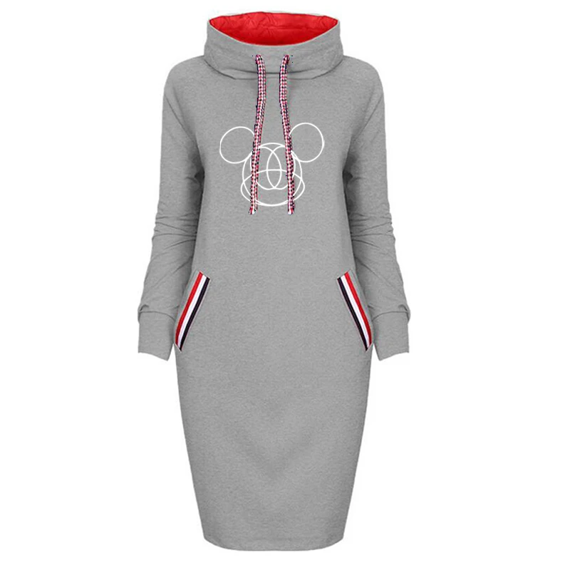 

Dress Disney Vintage Long Sleeve Midi Cartoon Print Bodycon Dresses Spring Fall Casual Robe Femme Elegant Women Clothes Kawaii