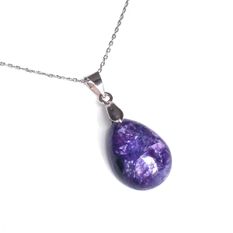 Женский кулон в виде капли воды FFGems натуральный Чароит из серебра 925 пробы