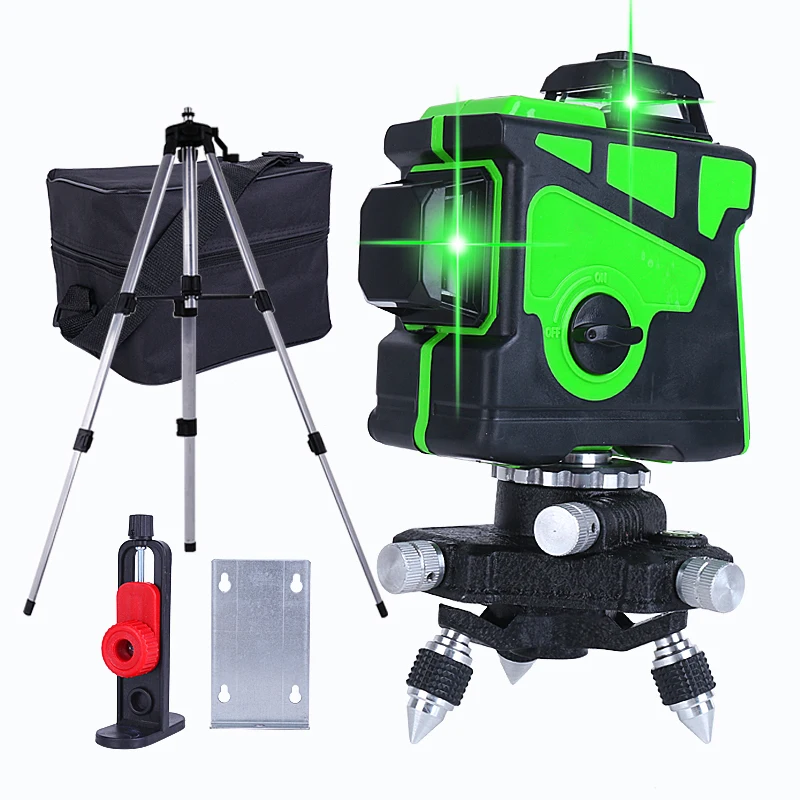 

Green 12 Lines 3D Laser Levels Self-Leveling Vertical Horizontal Cross Super Powerful Green 360 Degree Rotation Laser Level