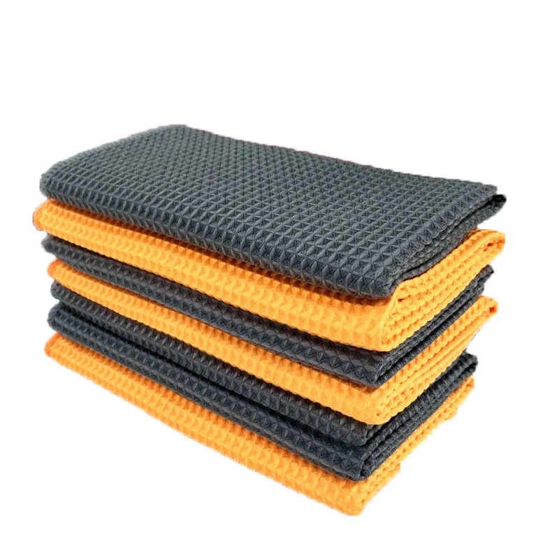 

2PC Car Wash Towel Glass Cleaning Water Drying Microfiber Window Clean Wipe Auto Detailing Waffle Weave for Kitchen Bath 40*40cm