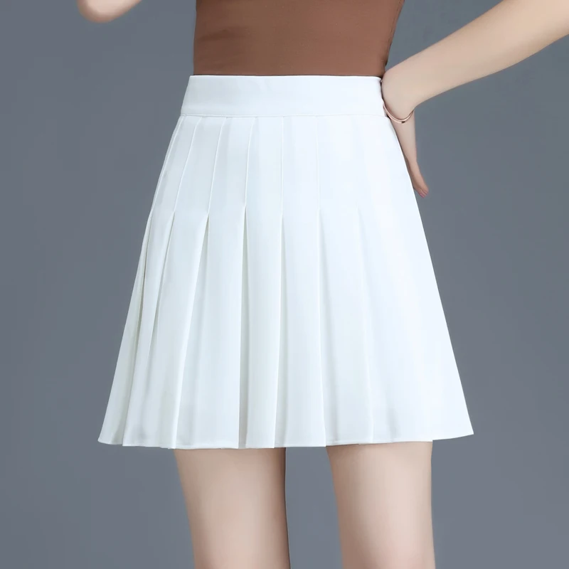 

2021 New White Pleated Skirt Women JK Style High Waist Slim A-line Skirt Fashion Casual Summer All-match Short Skirt