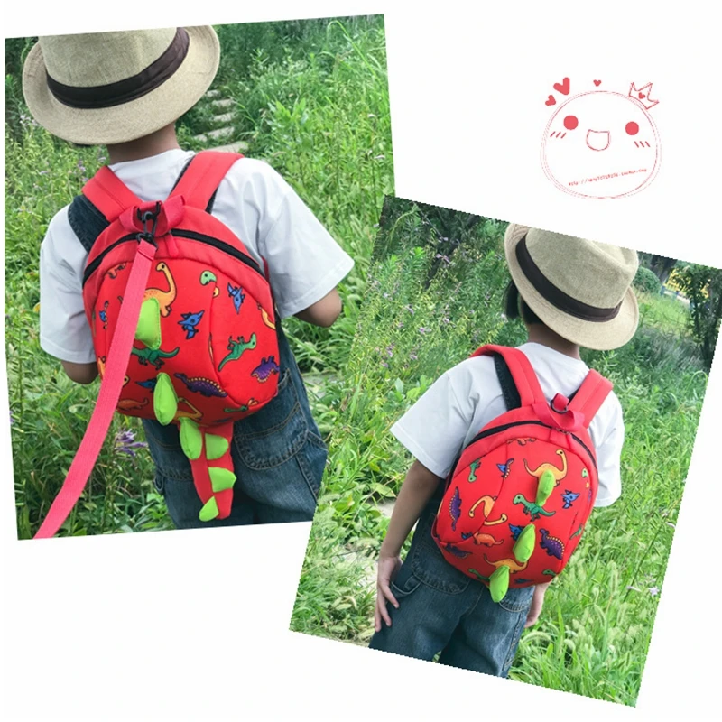 School Bags Children's Backpack Cute Cartoon Little Dinosaur Anti-lost Children School Bags For Boys Girls Toddler Kids Backpack