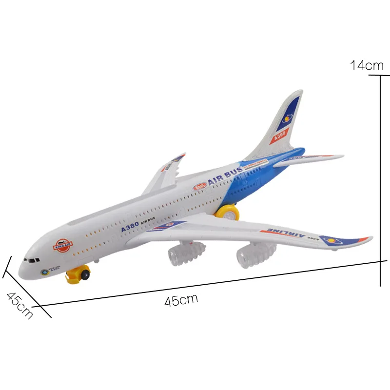 Большой размер 45 см длинные Airbus A380 флэш самолет со звуком Музыка освещение игрушки самолет лучший подарок для детей Детские игрушки
