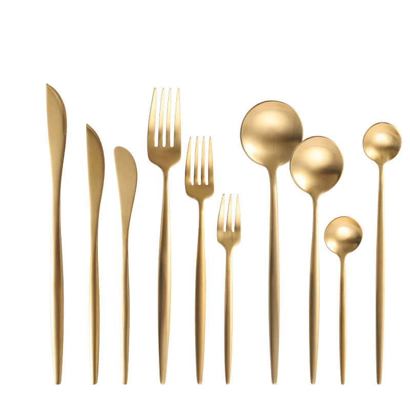 Набор столовых приборов из матового золота набор нержавеющей стали золотые