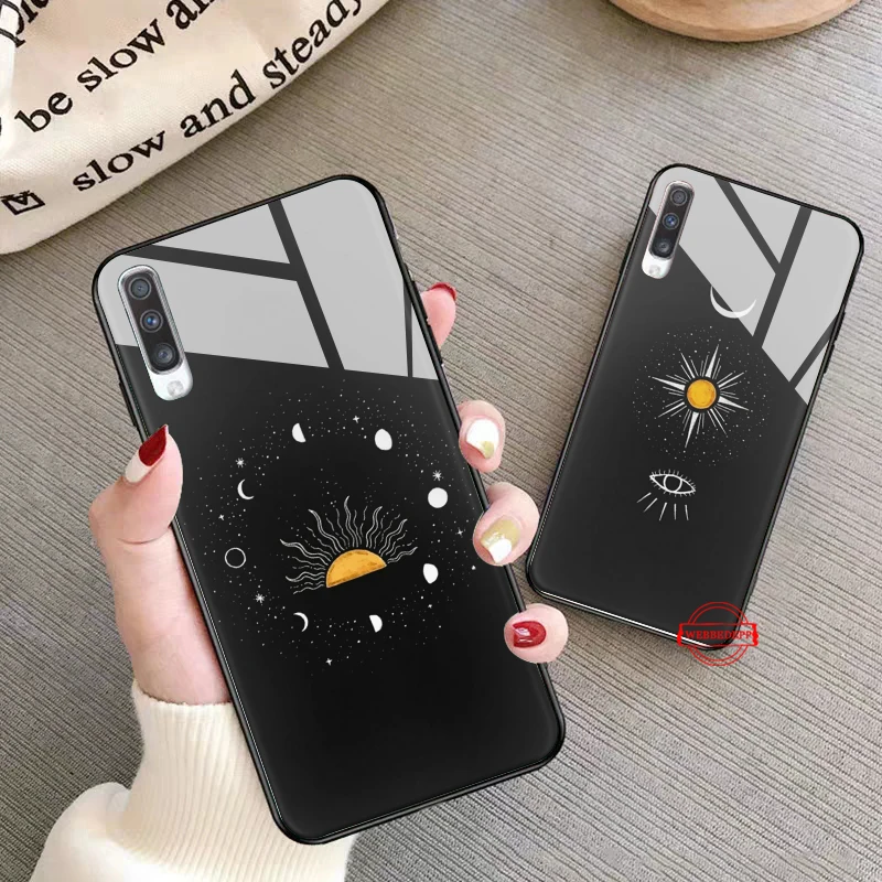 

Art Sun Flowers Cat Glass Case for Samsung S7 Edge S8 S9 S10 Plus A10 A20 A30 A40 A50 A60 A70 Note 8 9 10