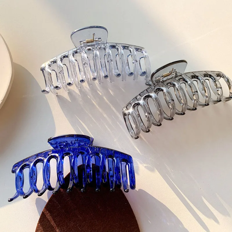 2022 Ins Модные Акриловые прозрачные синие Крабики для волос большие заколки