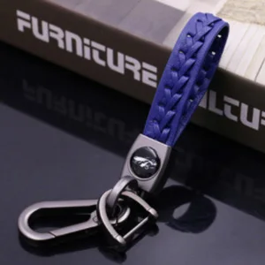blue black Качественный Плетеный брелок из натуральной кожи для ключей Пряжка подковы автомобильный брелок для мужчин качественные автомобильные ключи аксессуары брелок для ключей - Цвет: blue black