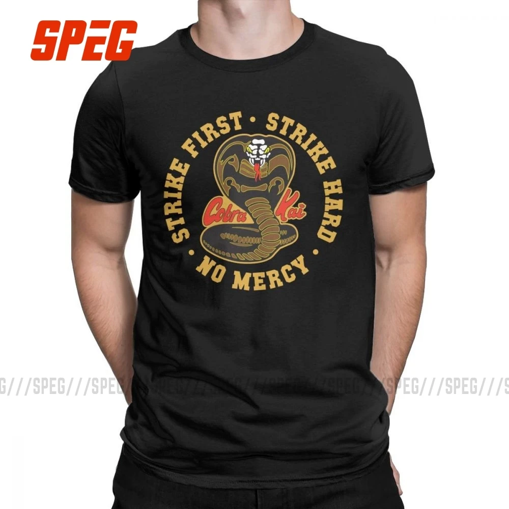 Мужская футболка Cobra Kai Strike First Hard No Mercy Забавная детская с коротким рукавом для